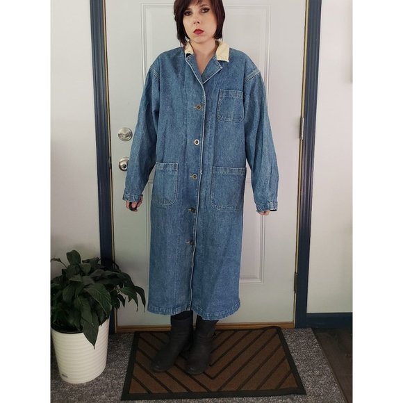 Vintage Jackets & Blazers - 90s Denim Trench Coat